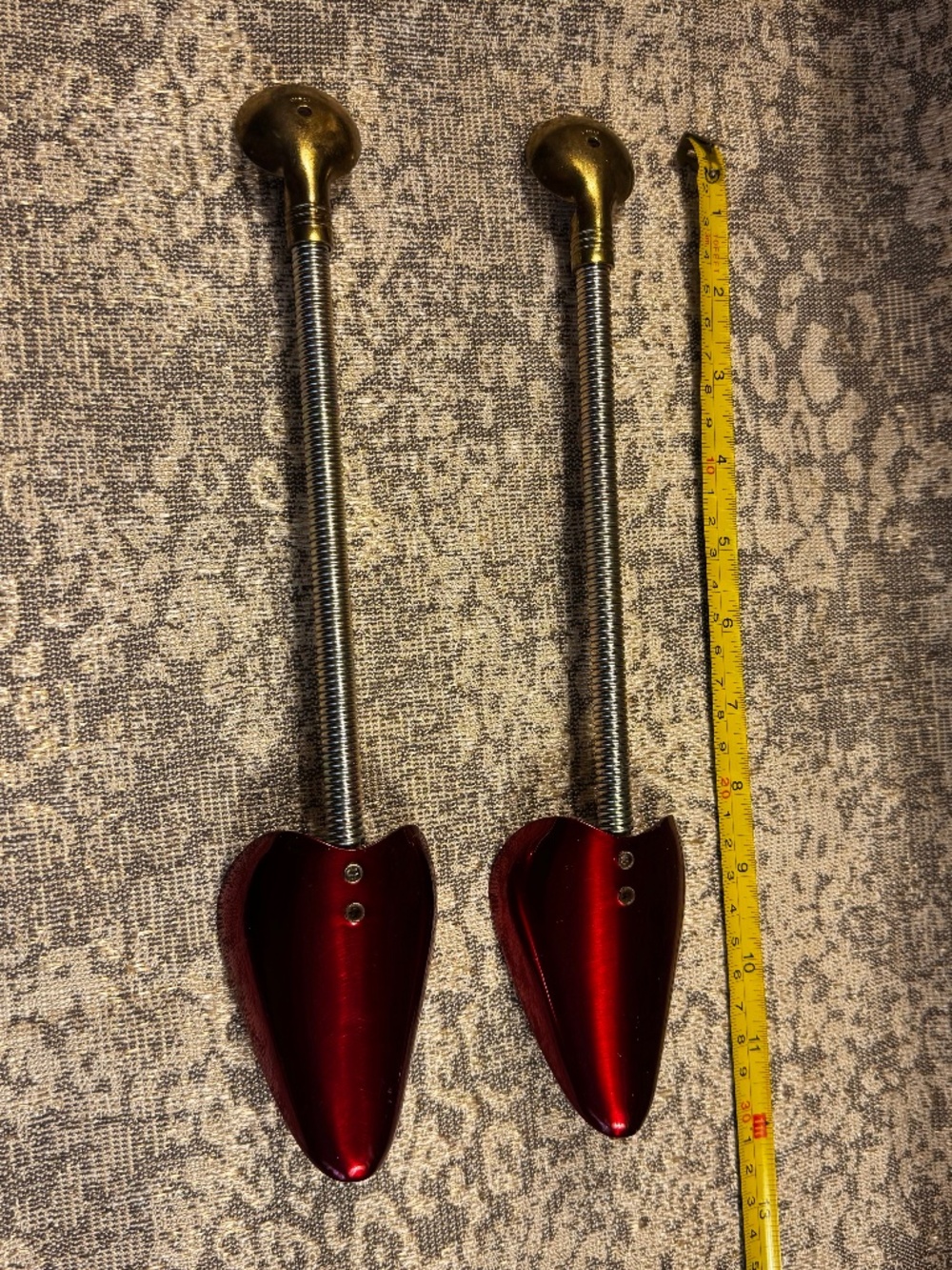 Vintage Pedor Metal Shoe Stretcher Metallic Red Springform Mechanism One Pair